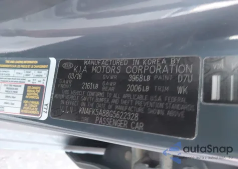 2016 Kia Forte Lx from USA, damaged, VIN KNAFK5A88G5622328